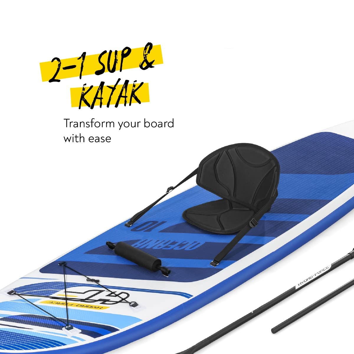 Bestway Hydro-Force SUP Allround Board-Set, Oceana, 305 x 84 x 12 cm, mit Kajak-Sitz und Paddel, Mehrfarbig