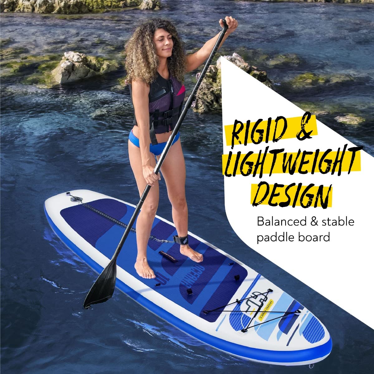 Bestway Hydro-Force SUP Allround Board-Set, Oceana, 305 x 84 x 12 cm, mit Kajak-Sitz und Paddel, Mehrfarbig